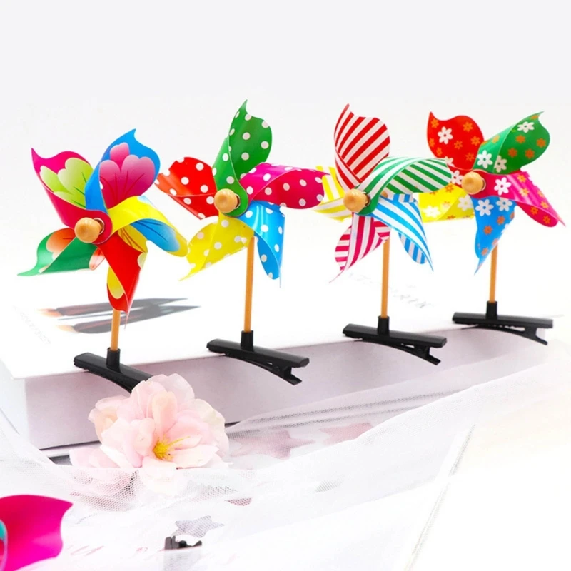 24pcs 바람개비 헤어 클립 유행 헤어 바레트 풍차 머리핀 편안한 헤어 클램프 무대 공연 머리 장식 E0BE