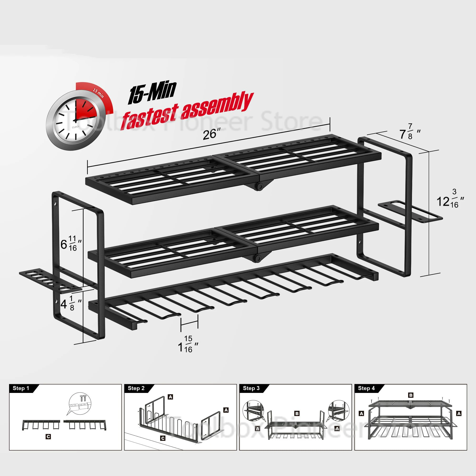 Heavy Duty Metal 3 Layers Tool Shelf for Garage Organization for tool organizer