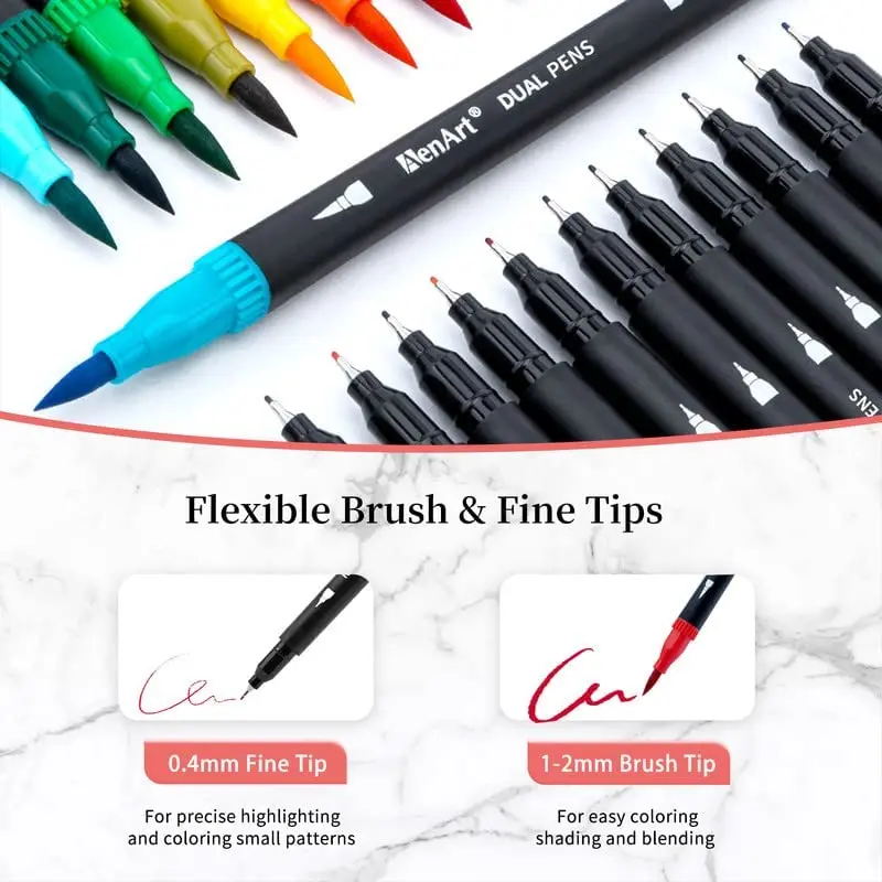Felt Tip Drawing Watercolor Art Markers Pen 12-120 Colors Dual Brush Fineliner Colouring Pen Set for Calligraphy Painting