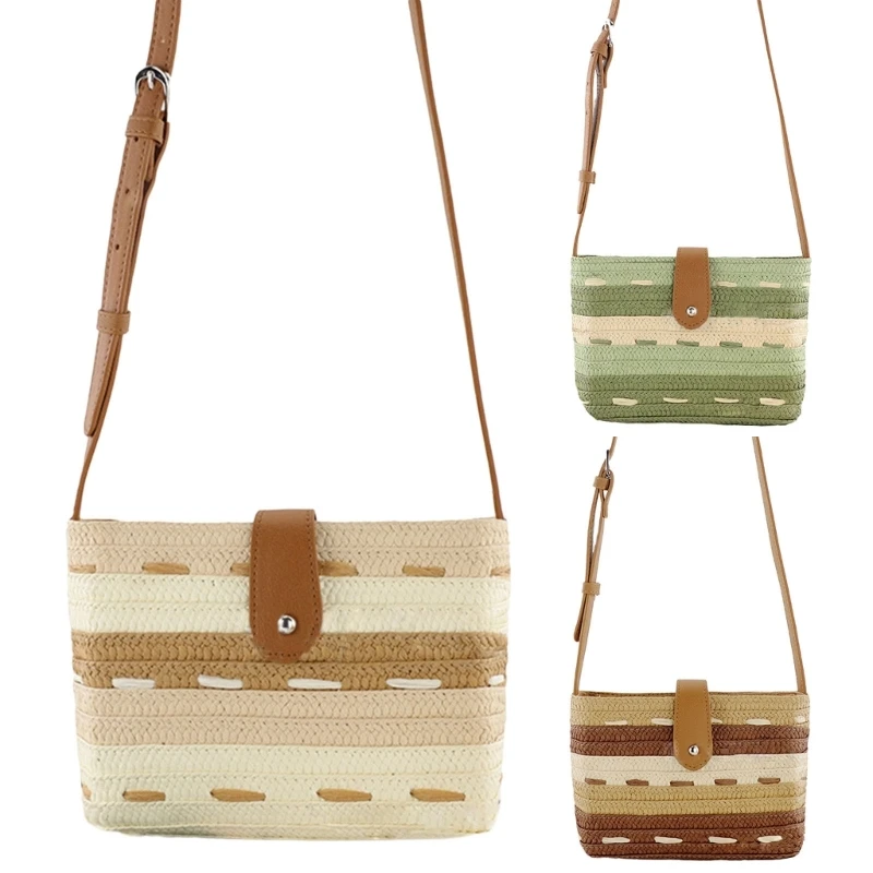 

E74B Соломенная сумка на плечо большой емкости, модная модная пляжная сумка для женщин и девочек