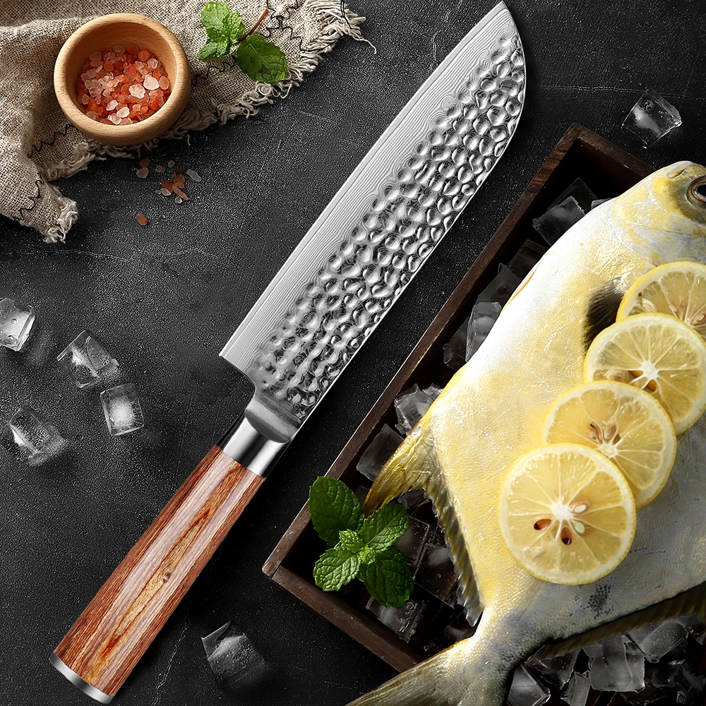 XITUO Super sharp Kitchen Knife Hammered forged Damascus Steel Chef Knife  Non-stick Cooking knives Ergonomics wooden handle - AliExpress