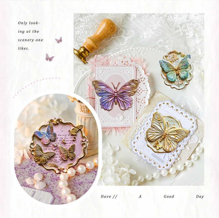 20 teile/paket Vintage Schmetterling Reliefs Textur Aufkleber DIY Scrapbooking Collage Materialien Dekor Junk Journal Ästhetik Kunst papier – Detail 15