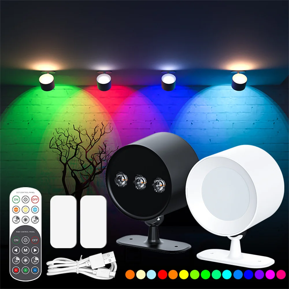 

Двухсторонний Магнитный светильник RGB с USB-зарядкой, 15 цветов