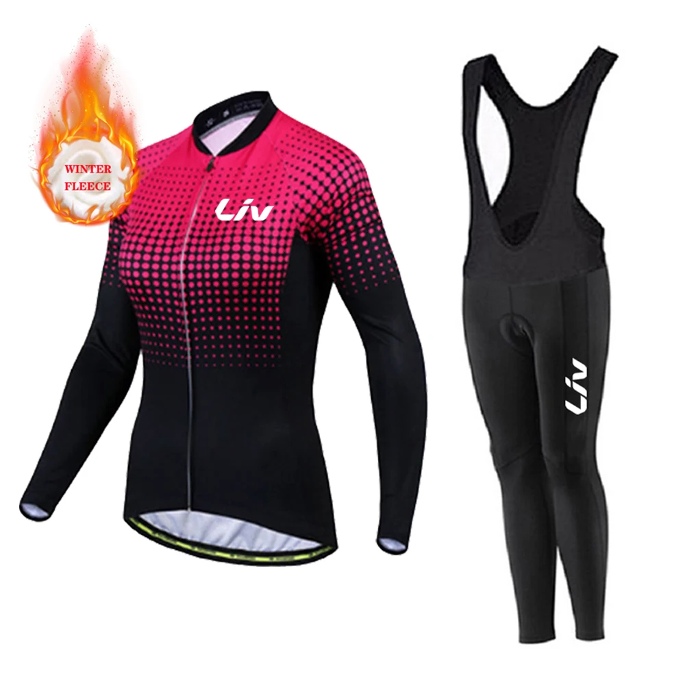 Women Winter Cycling Jersey Set Thermal Fleece Cycling Clothes MTB Bicycle Clothing Keep Warm Mountain Bike Wear Suit