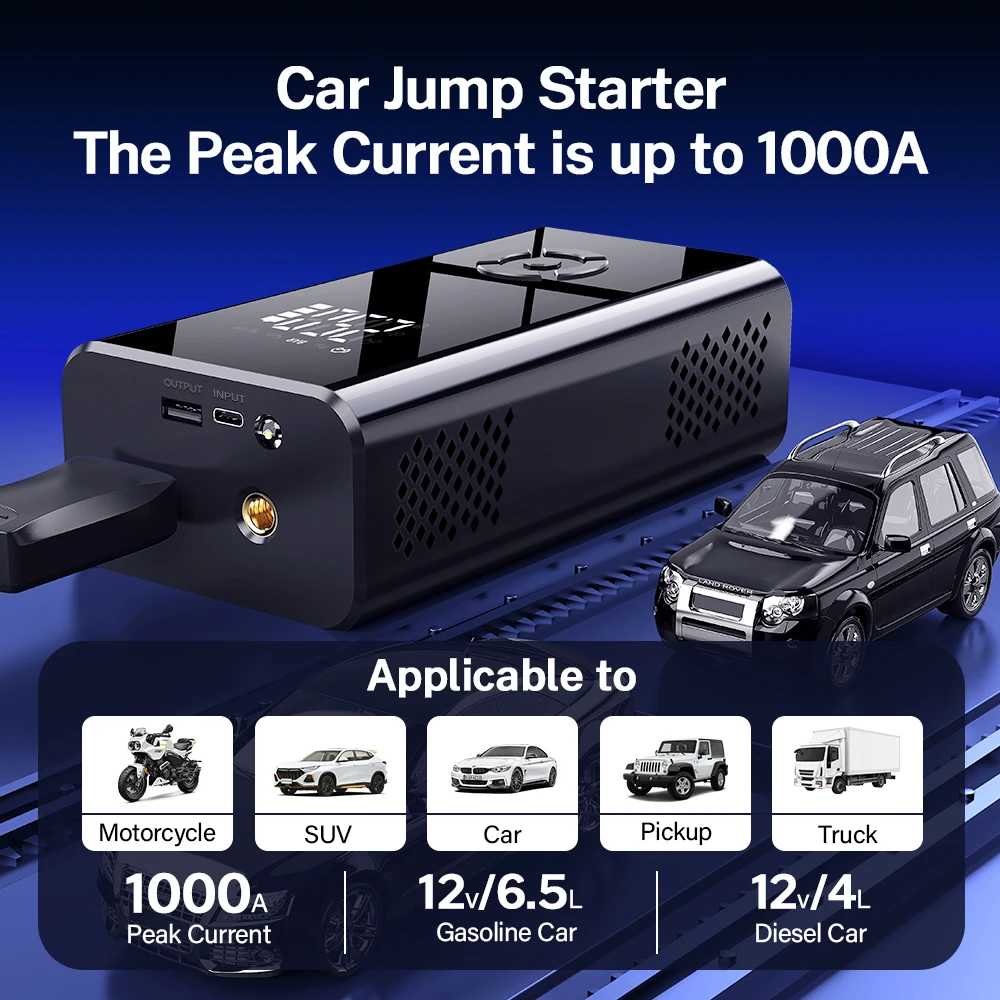 Car Jump Starter Deelife Multi-Function Air Compressor Power Bank Portable Charger For 12V Cars