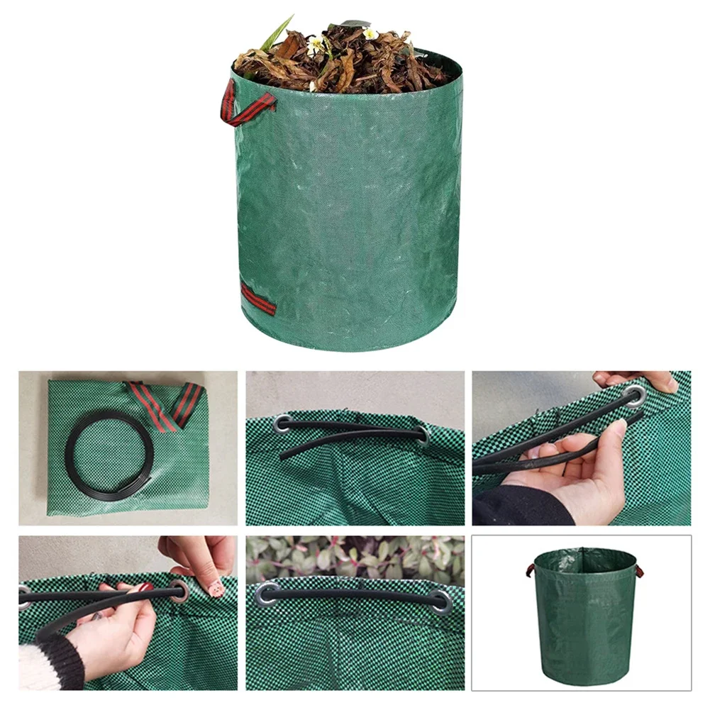 60L-500L Yard Fallen Leaves Trash Garbage Bag for Gardening Bag Debris Grass Foldable Reusable Trash Storage Container Waste