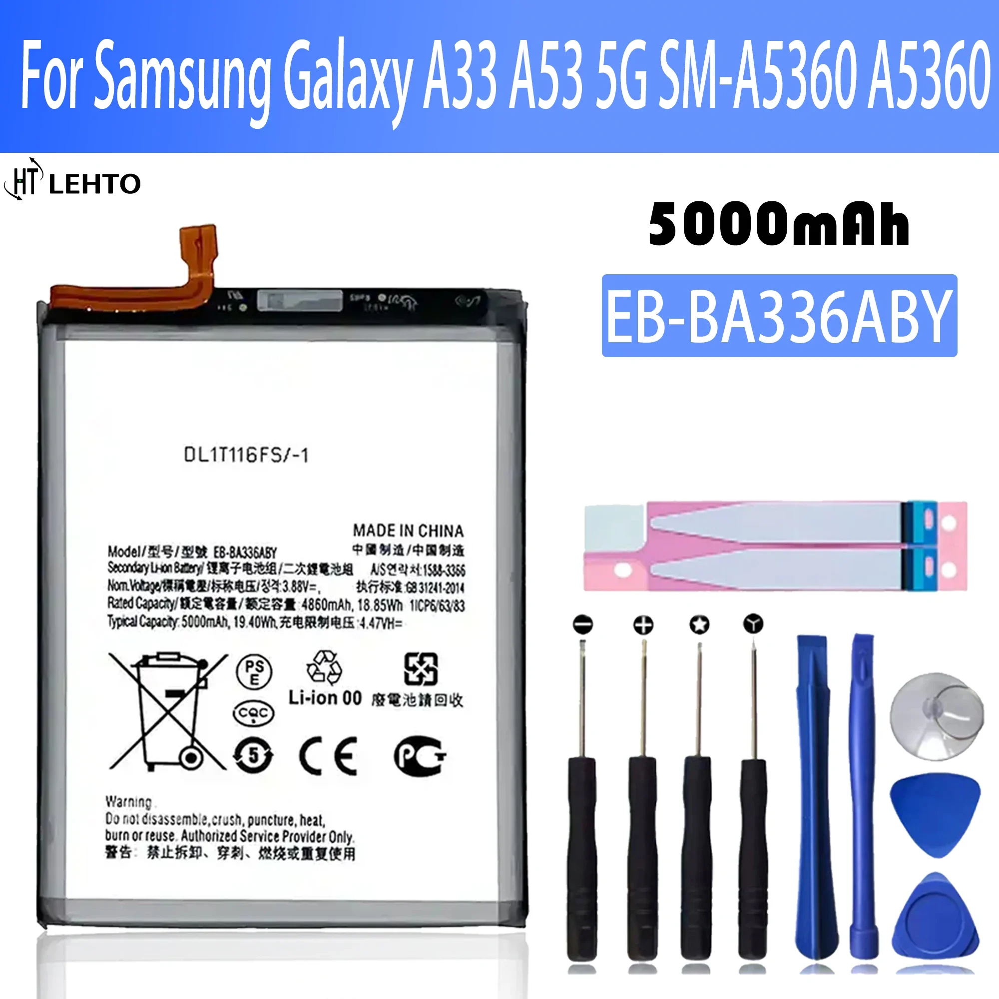 

high capacity Replacement Battery EB-BA336ABY For Samsung Galaxy A33 A53 5G SM-A5360 A5360 Rechargered Phone Battery EB-BA536ABY