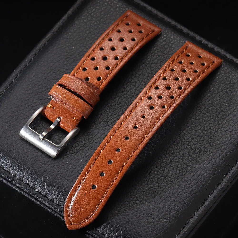 Genuine Cowhide Leather Strap - Soft Breathable Retro Wristband 18mm 20mm 22mm
