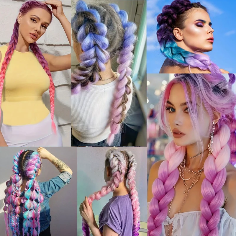 Rainbow Hair Extension Band 26 Inches with 2 Ponytails Girls Crazy Hair Day Accessory DIY Festival Fun Braid Tinsel Mixed Fiber