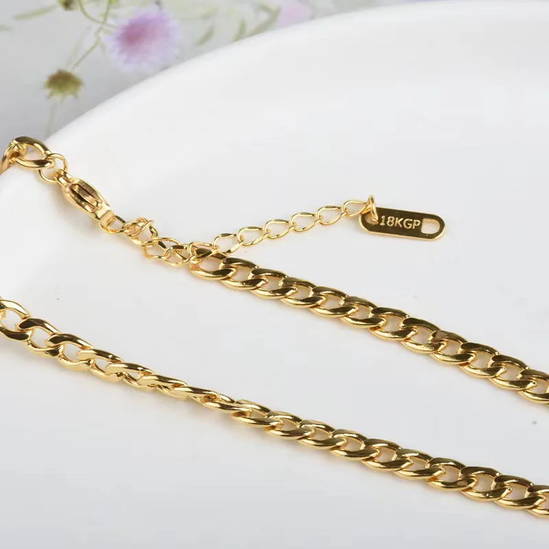 Water Proof Not Fade Gold Plated Stainless Steel Fashion Cuban