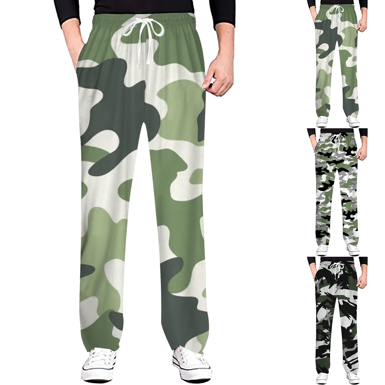 Description Picture 2 of itemCamouflage Printed Drawstring Men Pants Daily Wearing Man Casual Trousers Y2k Clothing Pantalones Gym Baggy Sports Sweatpants