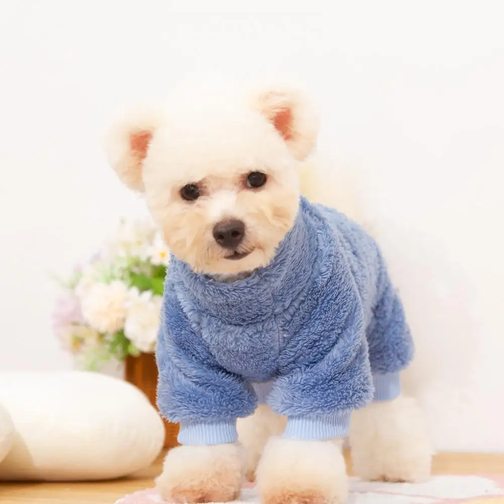 

Dog Clothes for Weather Cozy Winter Dog Clothes Thick Long Plush High Collar Pet Apparel with Traction Ring Warm Cute