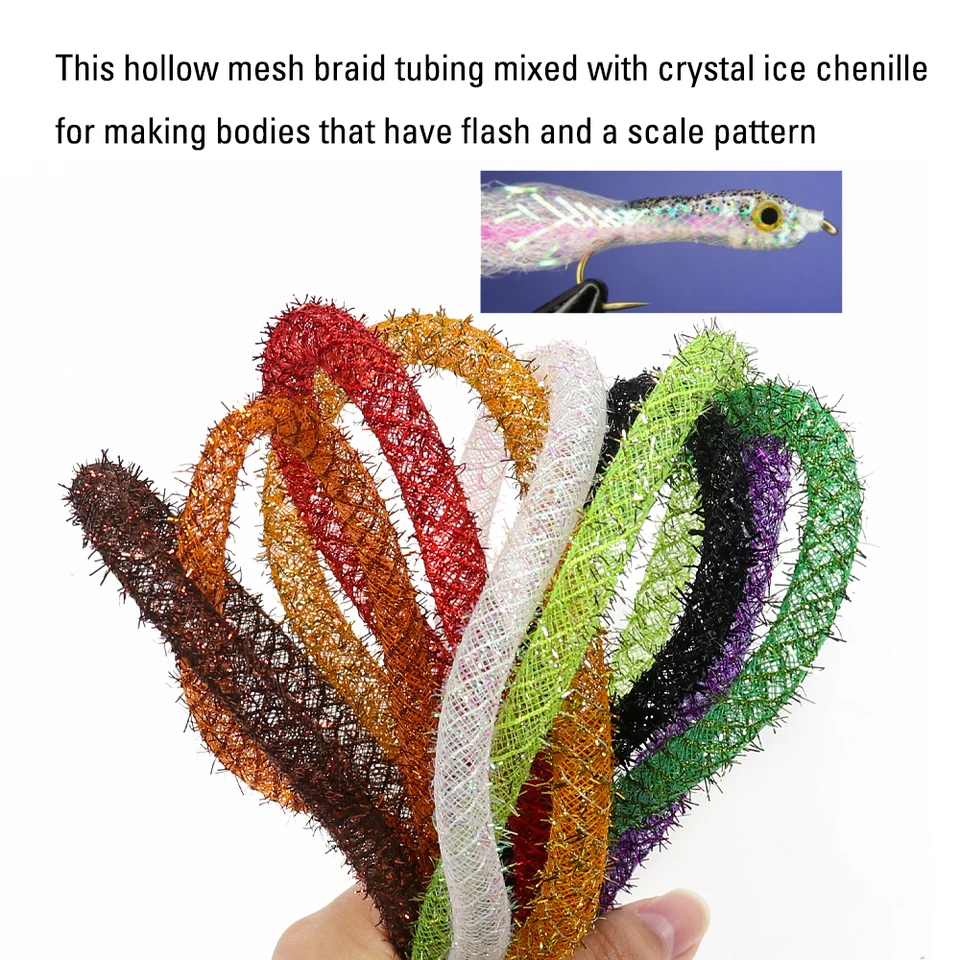 ICERIO 2M/Pack 8mm Flash Tinsel Hollow Mylar Braid Tube Fly