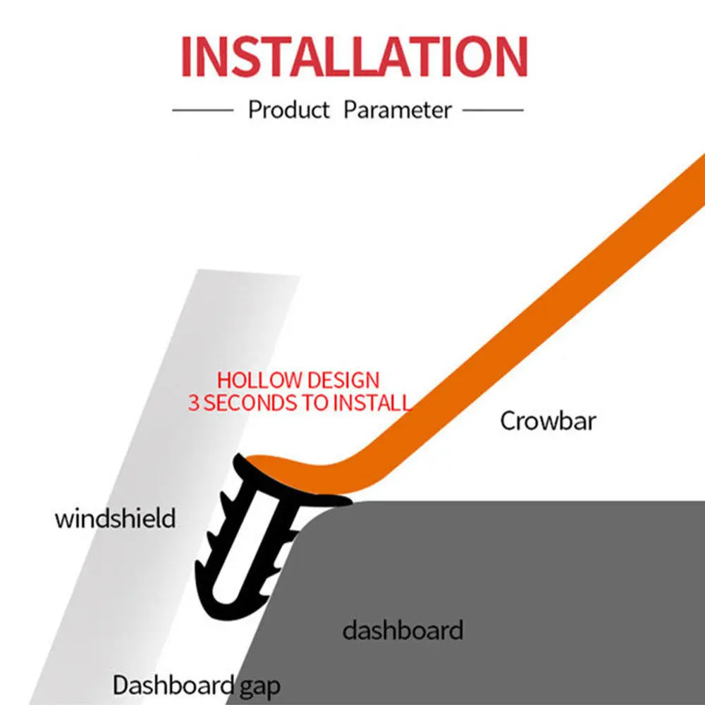 U Tipo 1.6M Car Dashboard Edges Strip Parabrezza Gap Sealing Strisce Di Gomma Per Renault Megane Kadjar Ez-Go Captur Arkana Zoe