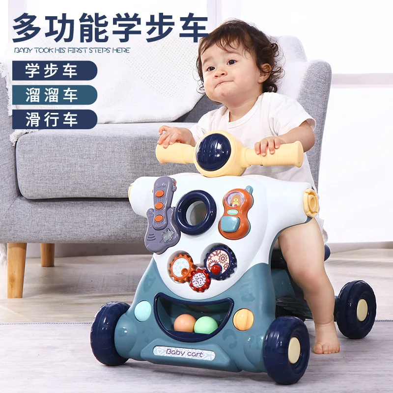 Baby walker stroller children's adjustable speed anti rollover three in one multifunctional walking aid baby toy