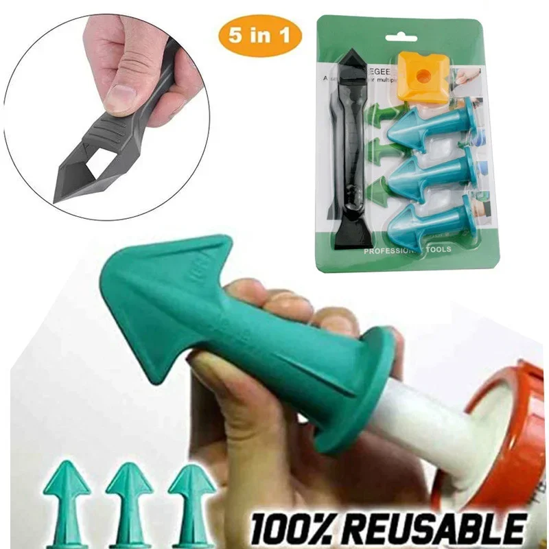 Caulking Nozzle Applicator 5pcs Caulking Nozzle Applicator Finishing Tool Spatula Plastic Glue Shovel Tile Brick Joints Floor Silicone Remover Grout Kit