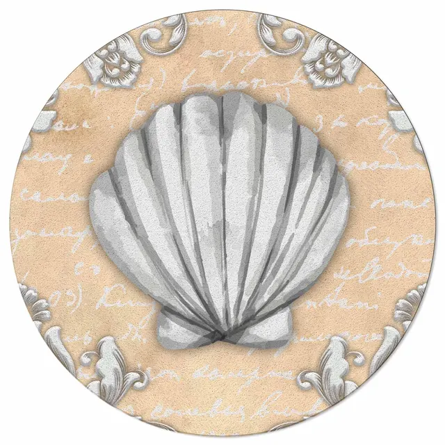 공간에 생명력을 불어넣는 화려한 텍스트 돌 조각 쉘 라운드 러그