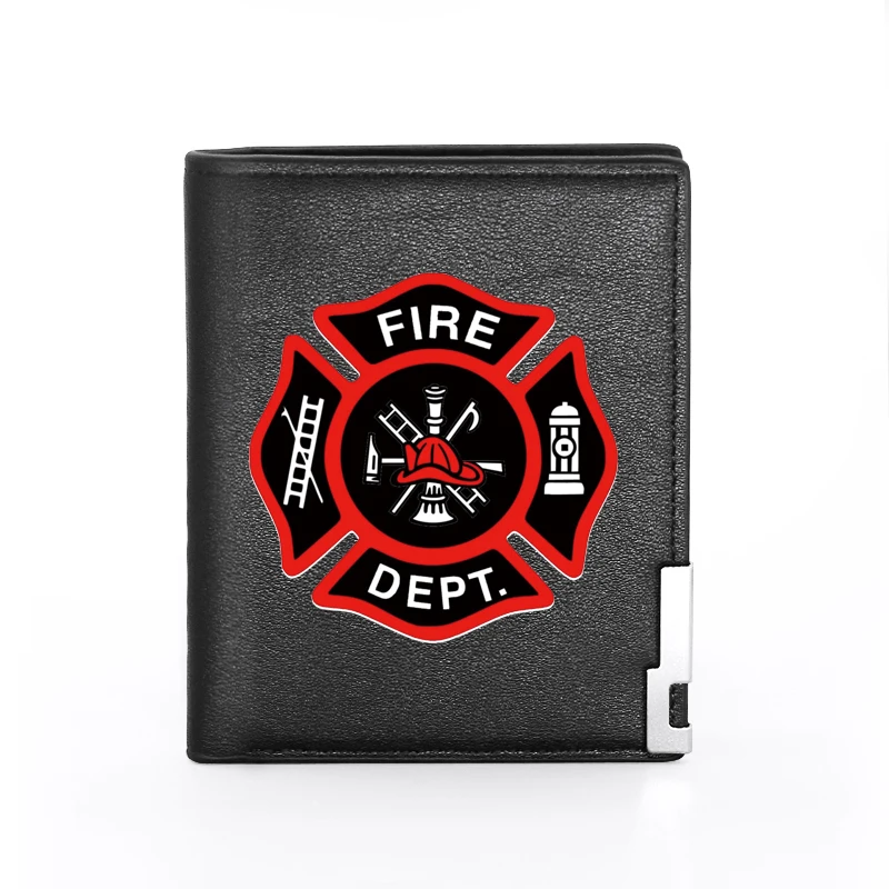 

Classic Fire Dpet. Design Cover Men Women Leather Wallet Billfold Slim Credit Card/ID Holders Inserts Short Purses