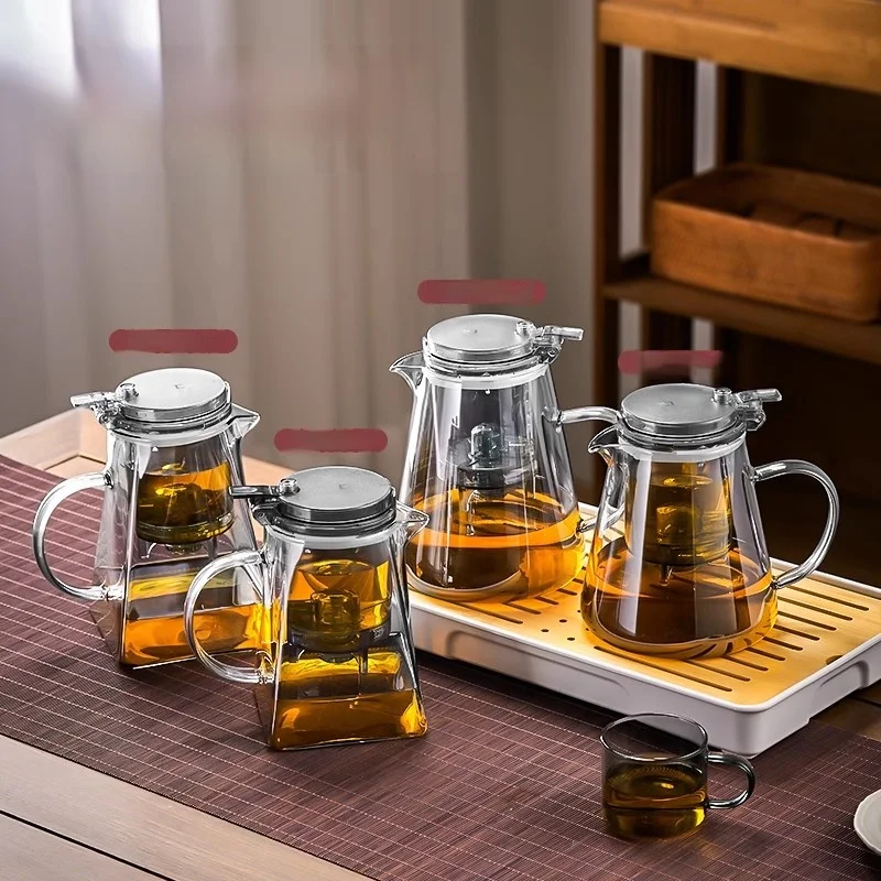 Glass Teapot Tea Brewing Pot GIANXI Glass Tea Pot Chinese High Temperature Tea Separation Brew High Borosilicate Pure Color Simple Teapot Cup