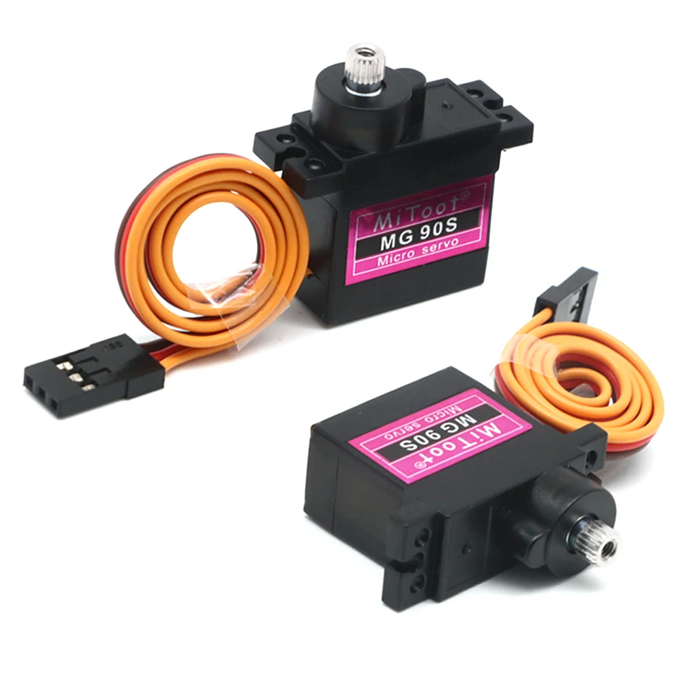 Lot de micro servos MG90S 9g à engrenages métalliques prêts pour montage sur voiture RC