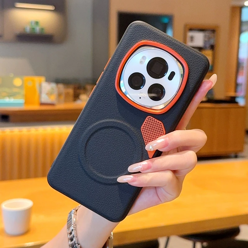 Enhanced Magnetic PU Leather & PC Heat Dissipation Case with Metal Camera Lens Protector