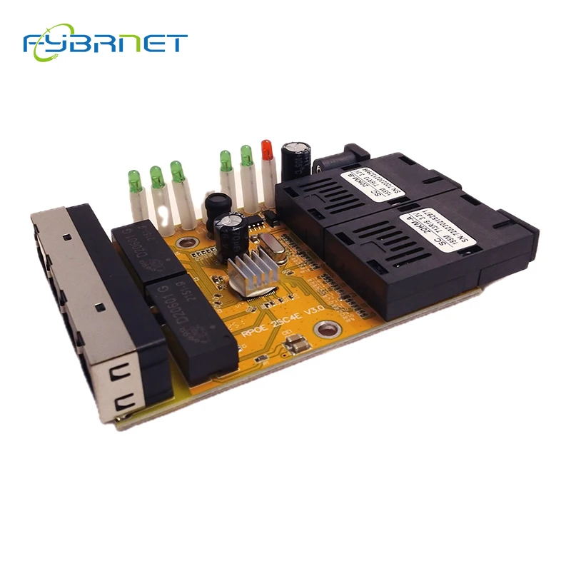 2/10Pcs Switch Reverse POE MINI 2Fiber 4RJ45 Fiber Optical Media Converter PCBA Fiber Optical UTP Port 10/100M PCBA Board