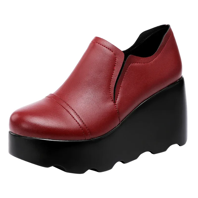 

8cm Plus Small Size 32-43 Deep Mouth Chunky Platform Shoes Women Wedges Pumps 2023 High Heels Shoes with Fur for Office Mom
