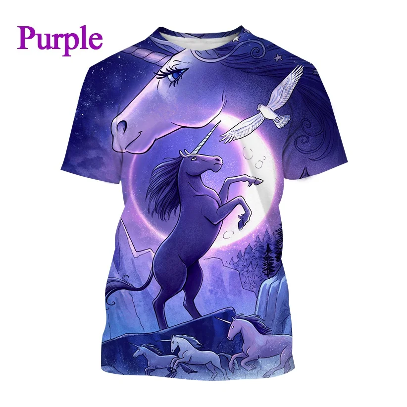 gym t shirt New Unisex Harajuku Casual Round Neck Short-sleeved T-shirt Top Popular Unicorn 3D Printing T-shirt Summer Fashion designer shirts T-Shirts