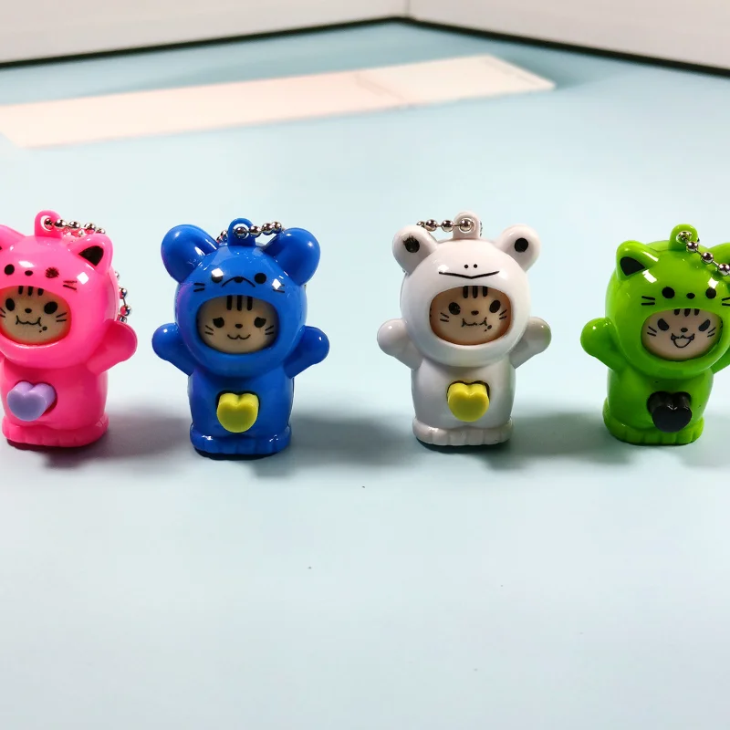 10Pcs Cartoon Cute Mini Face Change Doll Device Keychain Party Toys for Kids Birthday Party Favors Pinata Filler Game Carnival Prizes