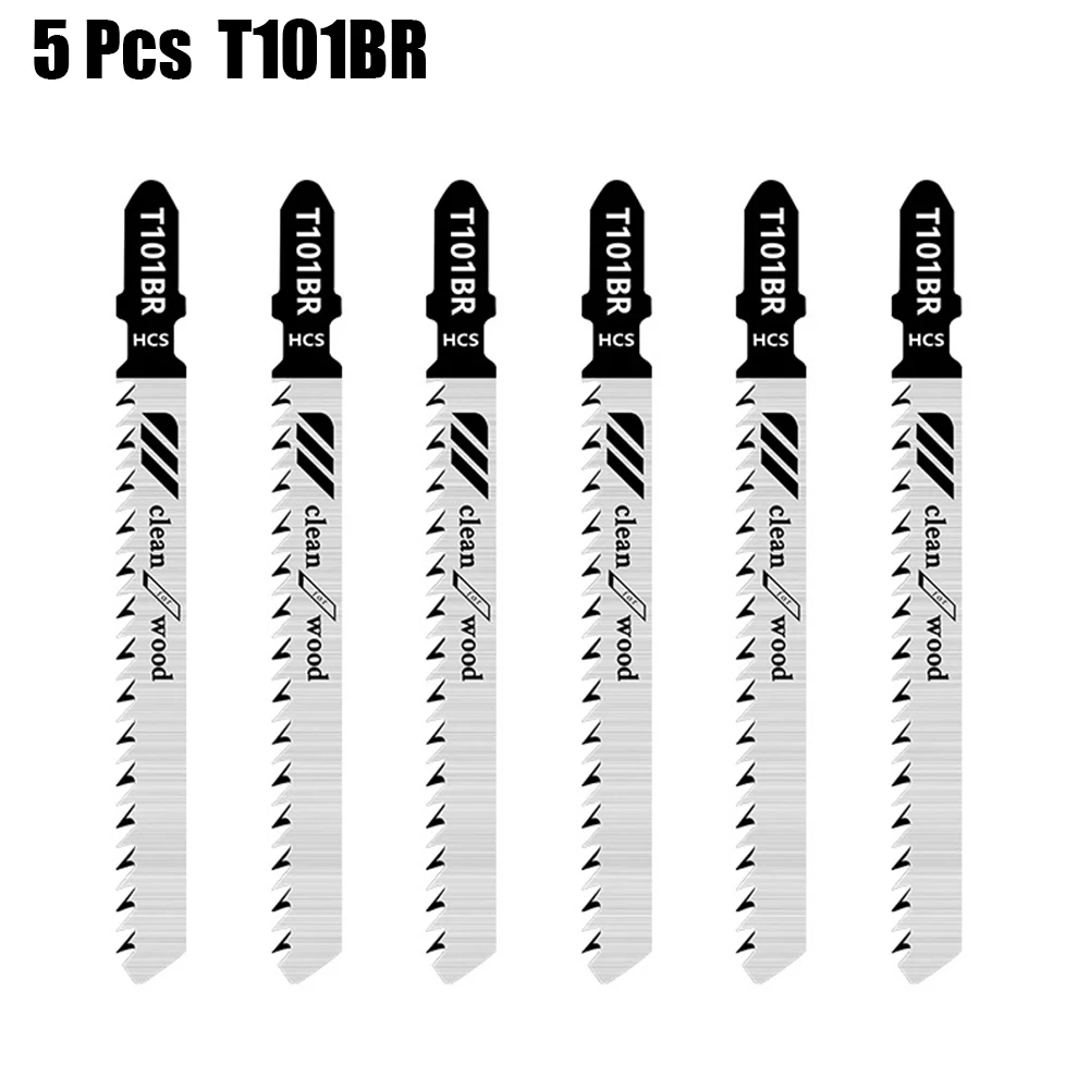 5PCS/set Jigsaw Blades T101BR Sawblade Soft Wood Woodworking Tools 100mm Accessories Down Cutting For Plywood HCS