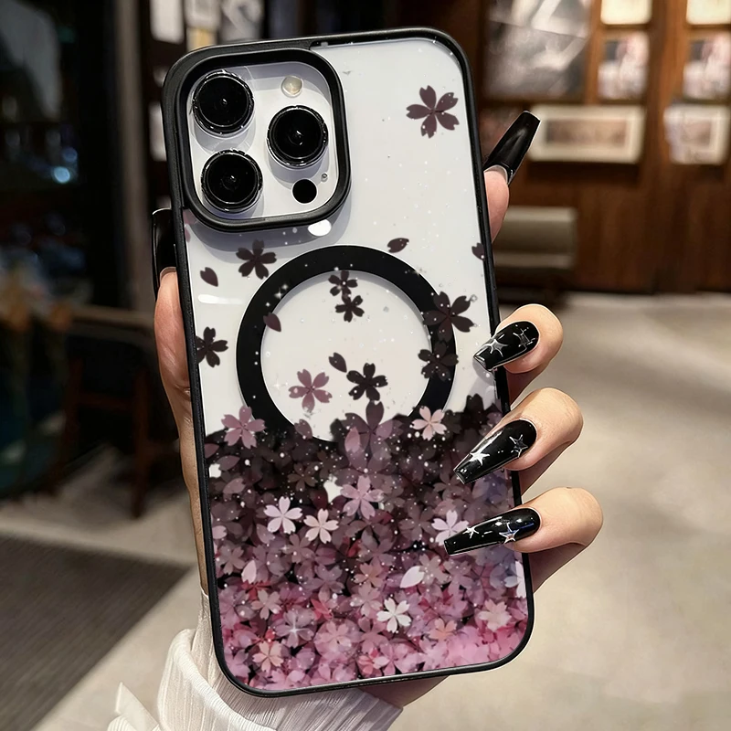 Elegant Cherry Blossom Phone Case with MagSafe Compatibility