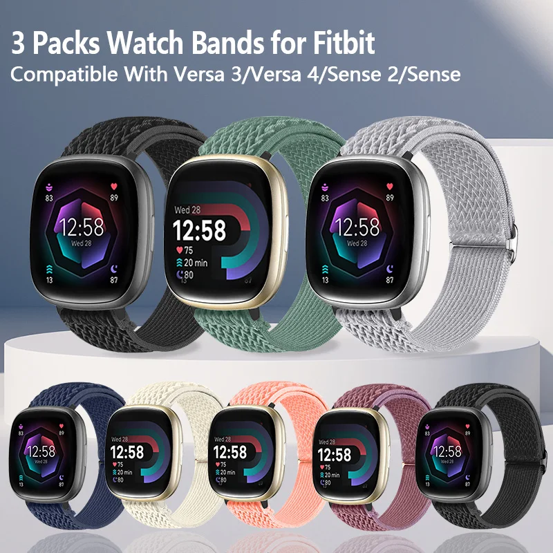 6 Cinturini Elastici Compatibili Con Fitbit Versa 2/Versa/Versa Lite/Versa SE - Morbidi In Nylon, Regolabili, Universali, Multicolori - 2
