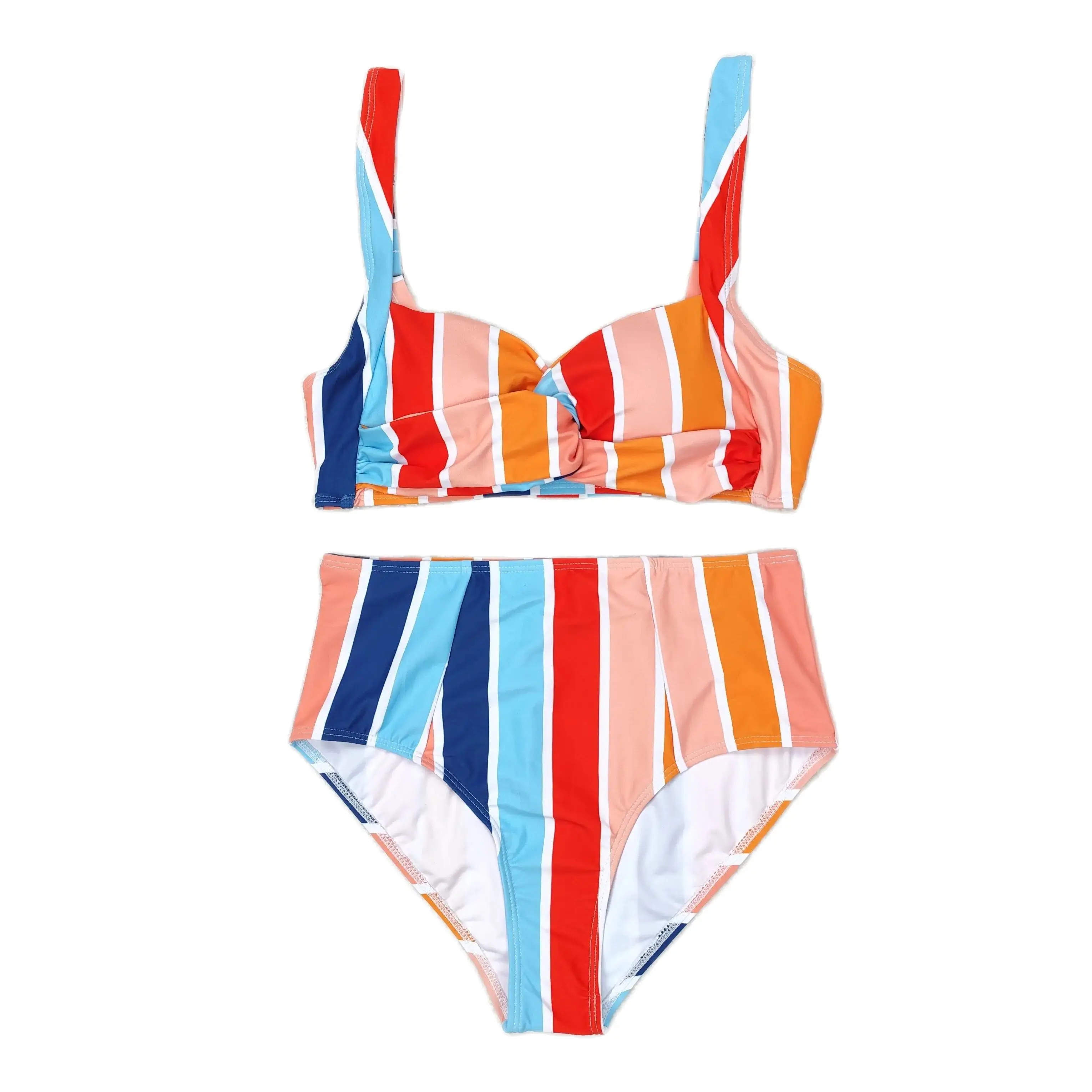 

Оптовая продажа, женские шорты без рукавов для взрослых, купальник, летний комплект, купальный костюм в полоску, одежда из двух предметов