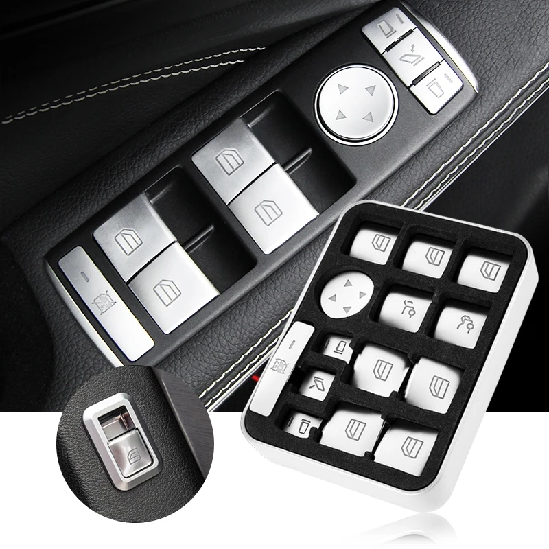 Car Window Glass Lift Button Sticker Switch Panel Styling Per Mercedes Benz A B Classe C W204 W212 Gla Glk Cla Gl Ml Gle