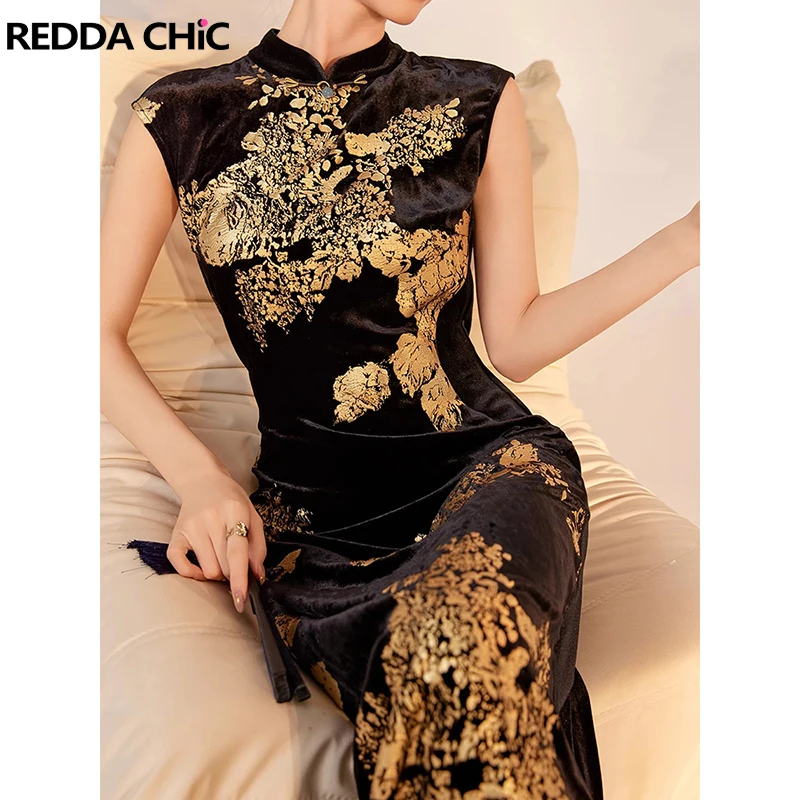 green emerald velvet dress Custom Make Available, Traditional Chinese Dress, Embroidered Cheongsam, Chinese Qipao, Black Gold Color Wedding Qipao, Minimalist Design S main image 1