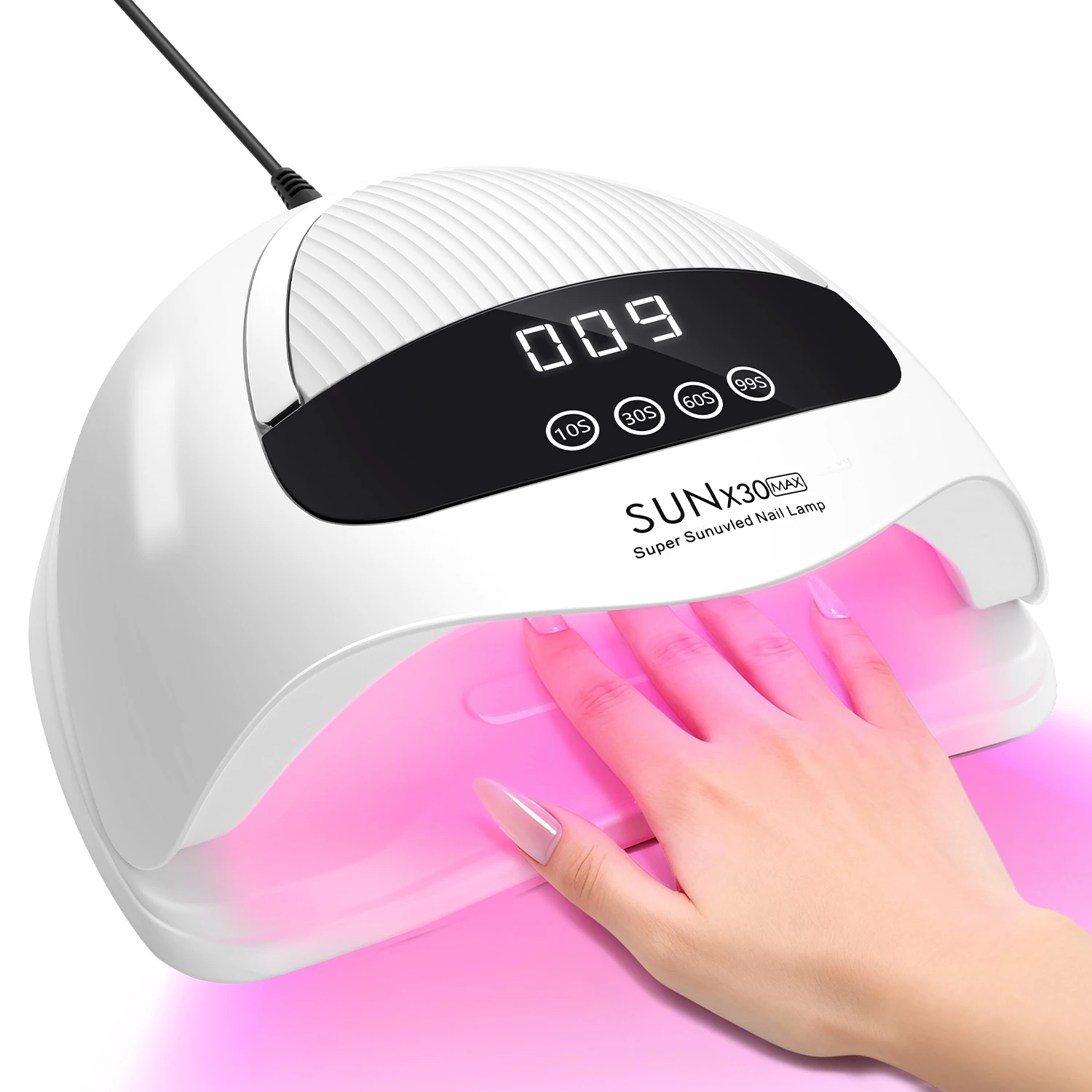 90-LED 네일 램프 ? 2배 빠른 적색광 경화, 탈부착 가능한 매니큐어-페디큐어 베이스 및 휴대가 간편한 손잡이, 스마트 자동 센서 (손잡이 디자인)