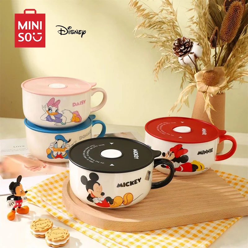 MinisoDisneyMickey800MLInstantNoodlesBowlCuteMinnieWithLid