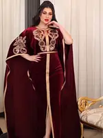 Robe longue marocaine à manches chauve-souris pour le Ramadan, mode musulmane de luxe, robe arabe du Moyen-Orient, paillettes dorées, velours, Turkiye Dubaï 3