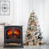 24 Inch Electric Fireplace Virtual Stove - Infrared Quartz Fireplace Heater w/ 3D Flame - Portable Fireplace w/Remote 1