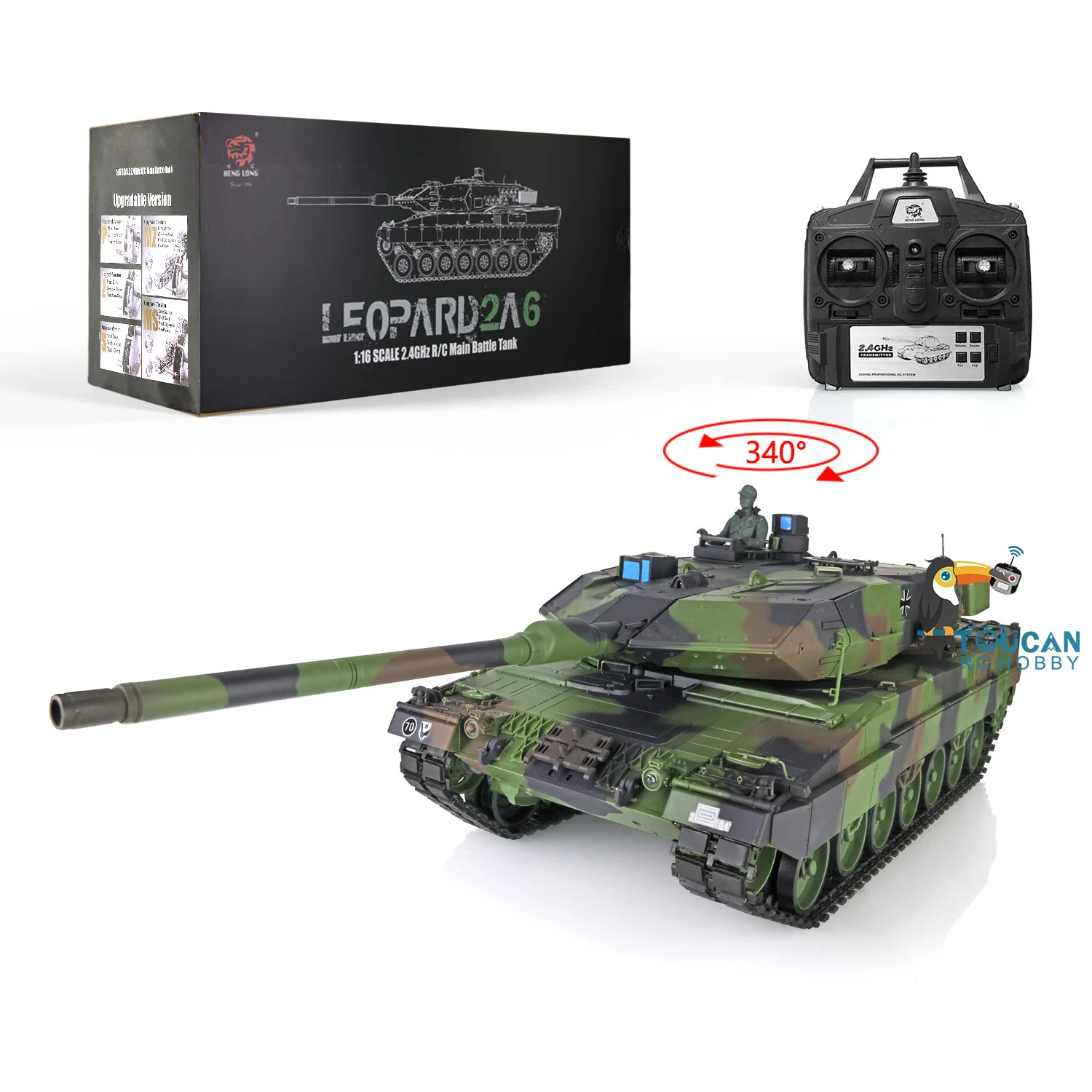 2.4Ghz Heng Long 1/16 Scale 7.0 Plastic Ver Leopard2A6 RTR RC Tank Model 3889 RC Panzer Vehicle TH17573 3