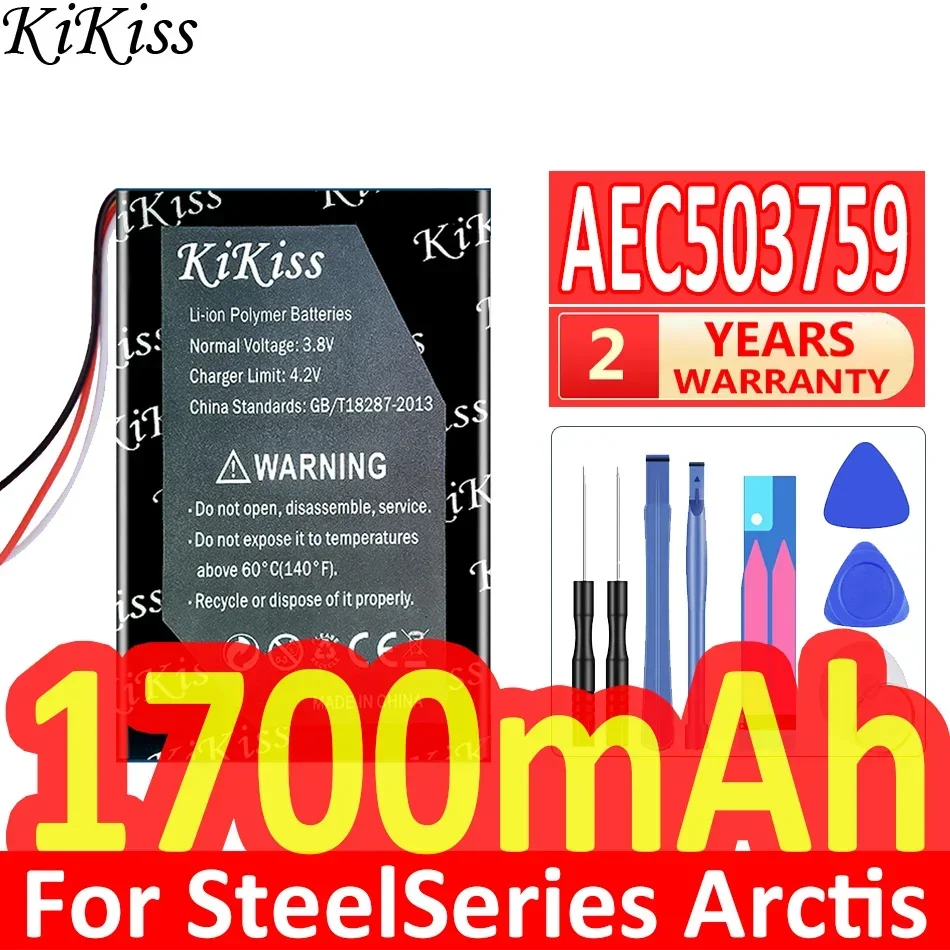 

Мощный аккумулятор 1700 мАч KiKiss AEC503759 для SteelSeries Arctis 1 3 5 7 Arctis1 Arctis3 Arctis5 Arctis7, цифровые батареи