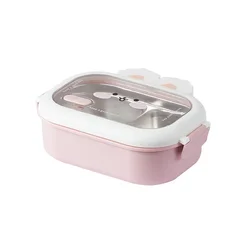 Portable Stainless Steel Rabbit Design Lunch Box - Large Capacity, Cute and Sealed Bento (Pink)