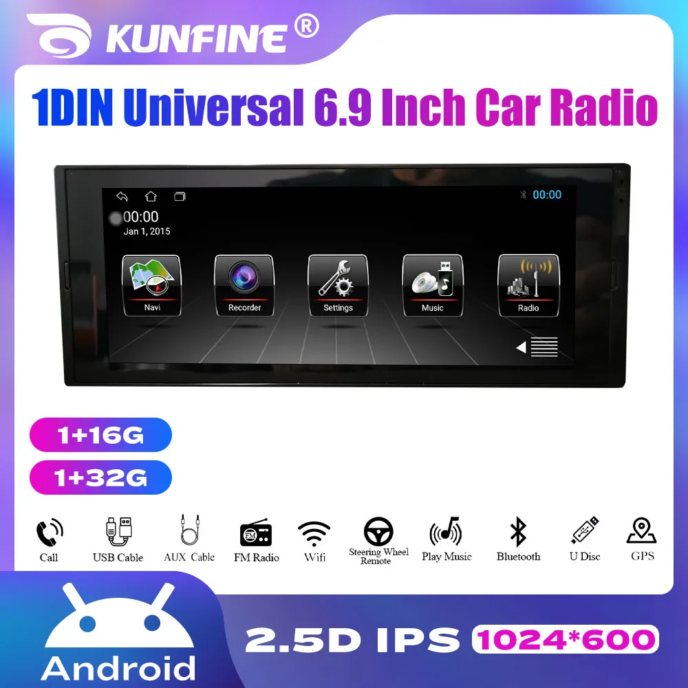 

6.9 inch Car Stereo Radio 1Din Universal Device Quad Core Android 10.0 Car DVD GPS Navigation Player Deckless Car Stereo