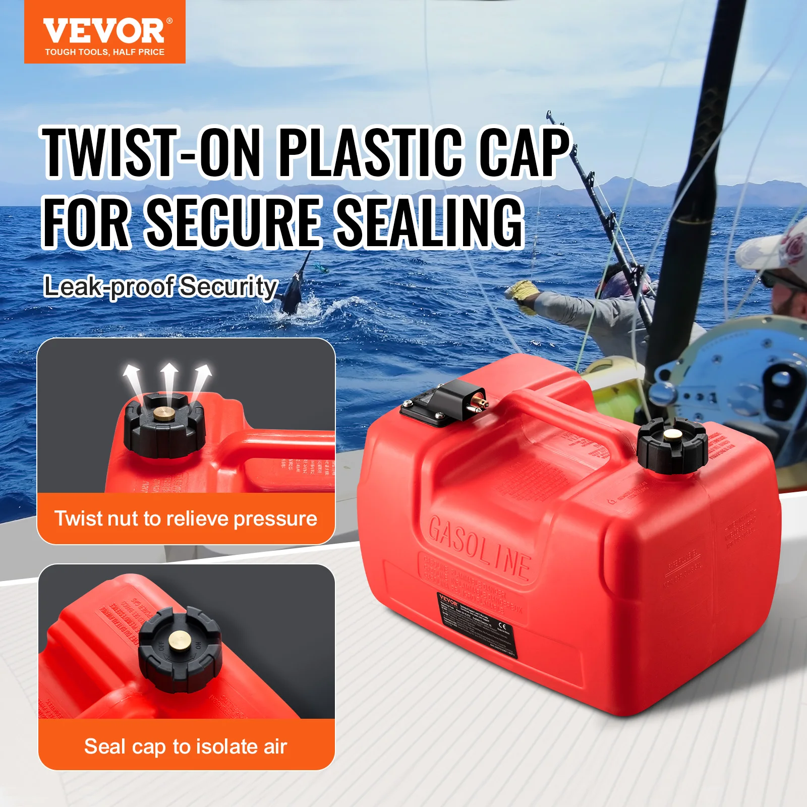 3Gal/12L Fuel Tank Petrol Can Motorcycle Accessories Spare Container For Yacht Fishing Deck Boat