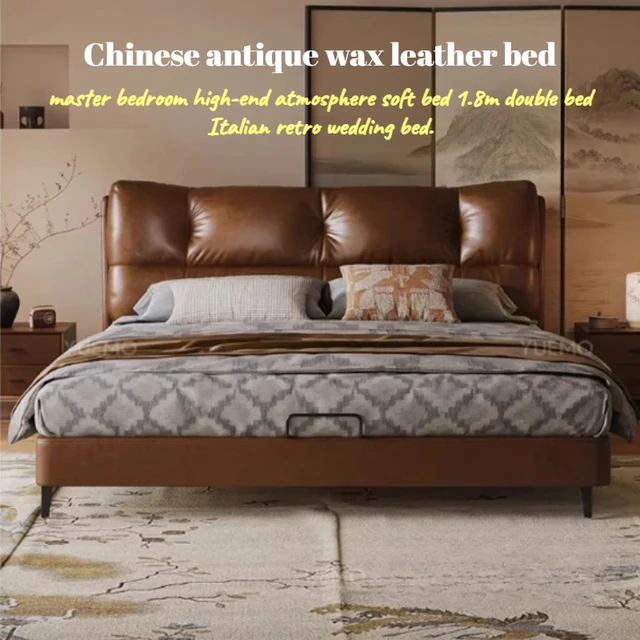Lit double pour adultes 80x200, lit superposé flottant, cadre de lit en cuir Cloud High, lits de chambre à coucher, ensemble complet de meubles de luxe pleine grandeur 1