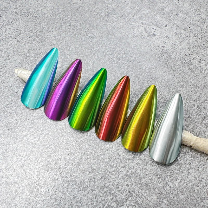 BOKO 6 Colors/Set Aurora Mirror Nail Glitter Powder Set Nail Fairy Rubbing Dust Chrome Pigment Manicure Decoration