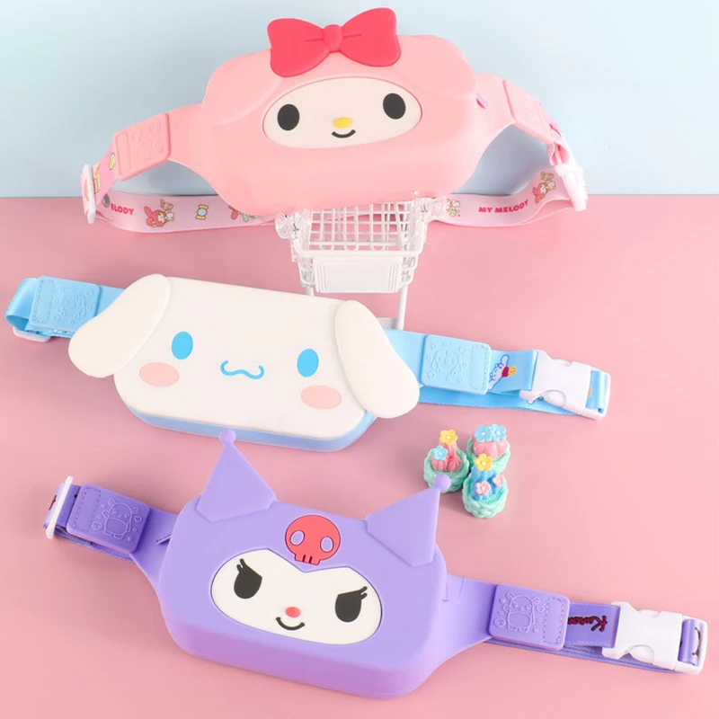 

Сумка на плечо Sanrio Hello Kitty Kuromi Melody, мультяшная сумка через плечо, силиконовая мультяшная жилетка Hello Kitty, Детская Подлинная