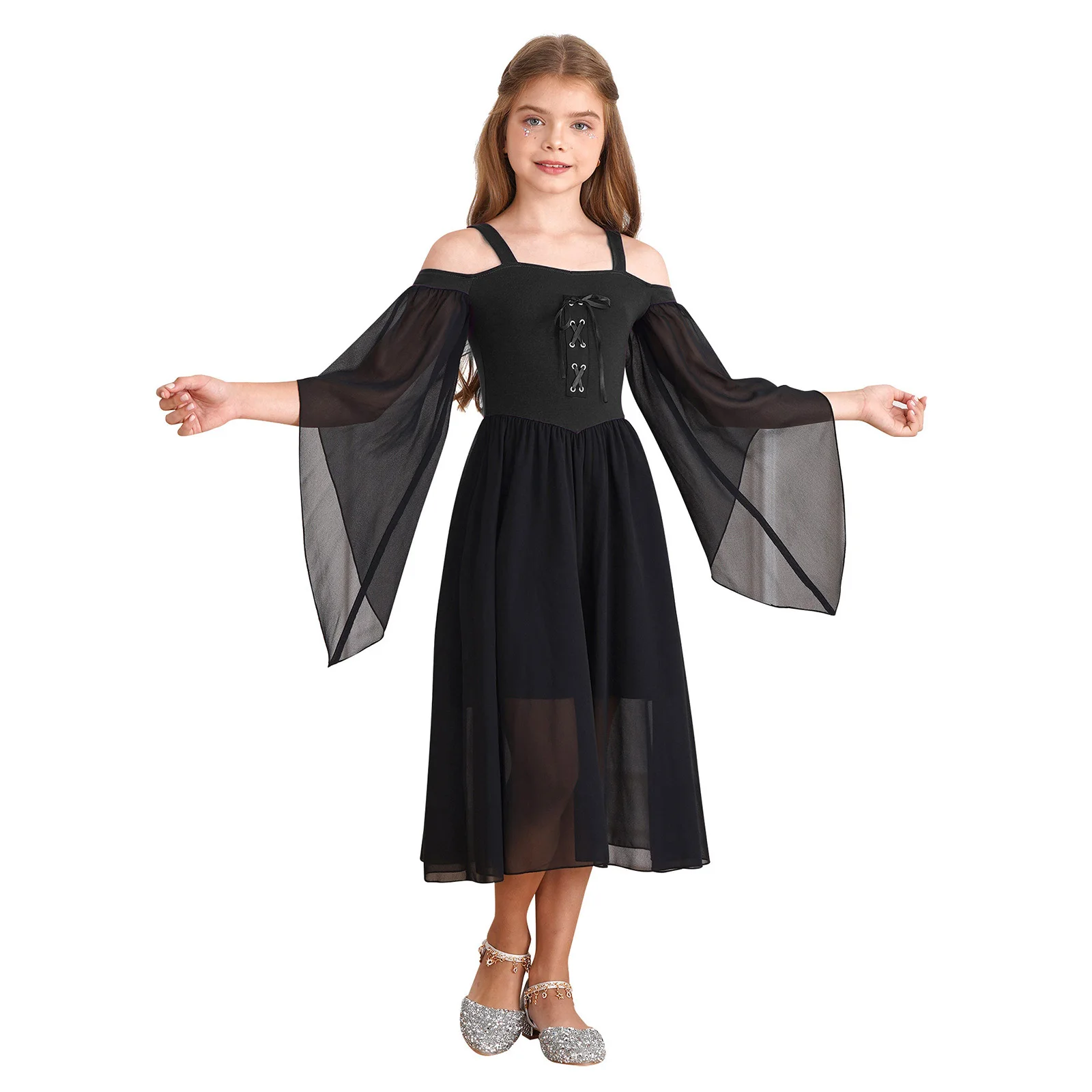 

Kids Girls Halloween Bride Vampire Cosplay Costume Medieval Renaissance Gothic Dresses Carnival Theme Party Dress Prom Gowns