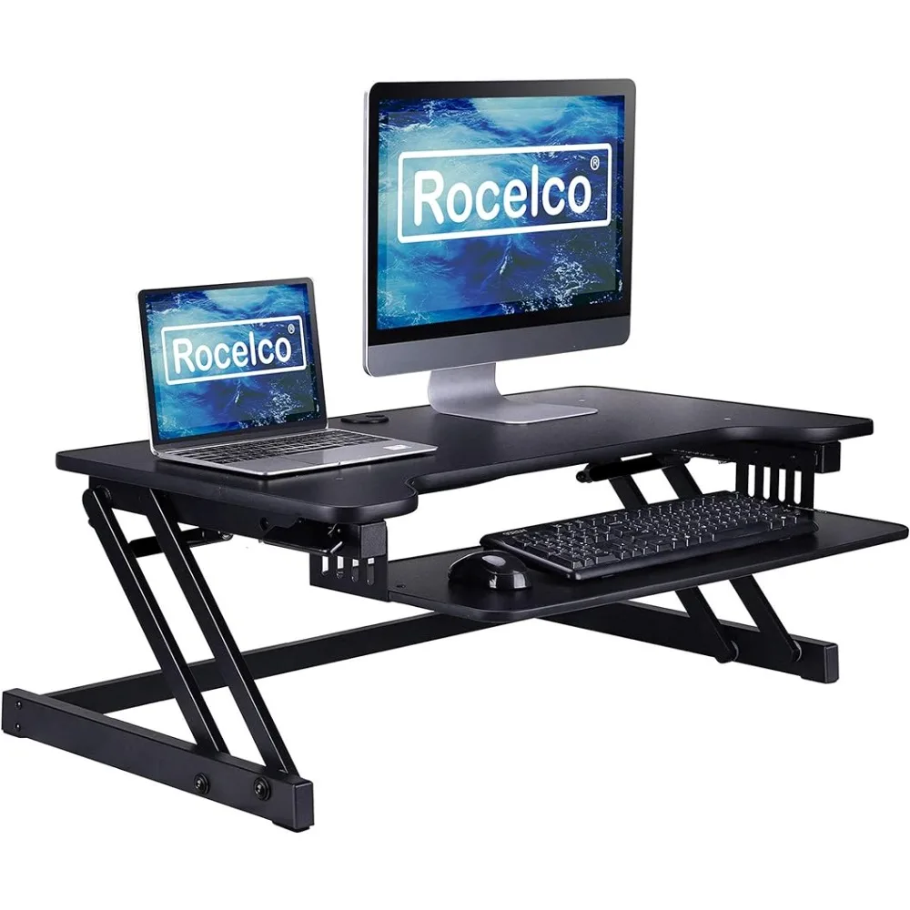 

37.5" Deluxe Height Adjustable Standing Desk Converter - Gas Spring Assist Computer Workstation