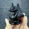 Natural Black Obsidian Death Anubis Hand Carved Wizard Figurine Energy Crafts Home Decoration As Gift 1PCS 3